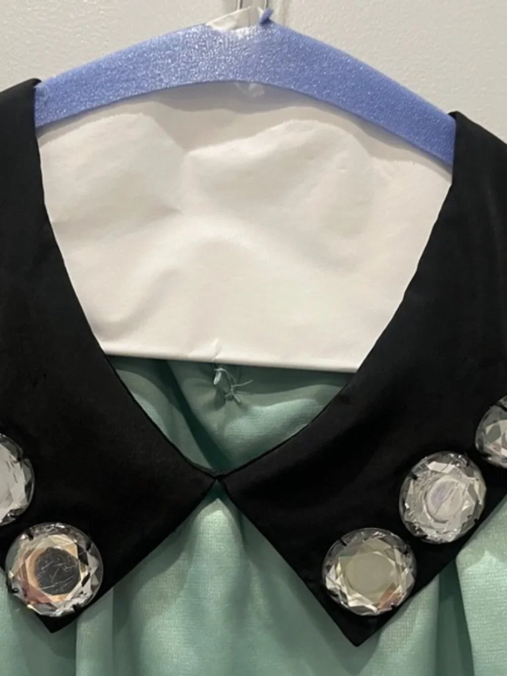 Kate Spade Mint Green Sleeveless Blouse with Embellished Collar